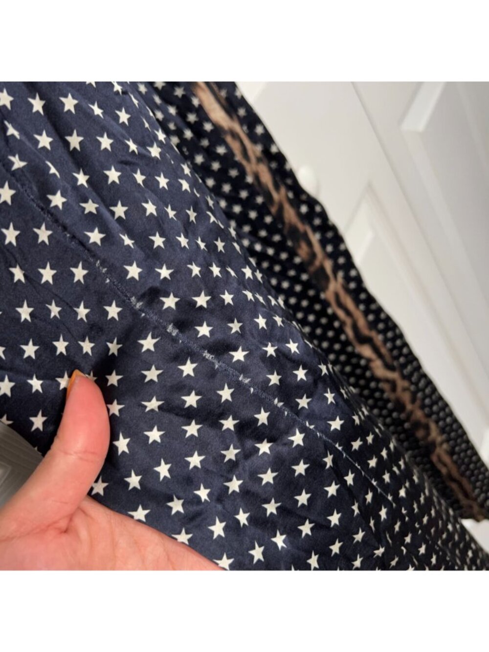 R13 Navy Blue Star Print V-Neck Sleeveless Silk Maxi Dress Women's Size Small S - Picture 9 of 11